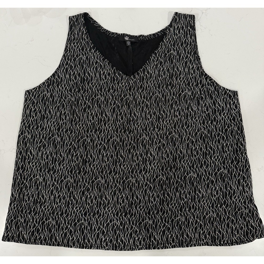 Jump Apparel Black Sparkle V-Neck Tank Top Plus Size 3X Made in the USA Lined